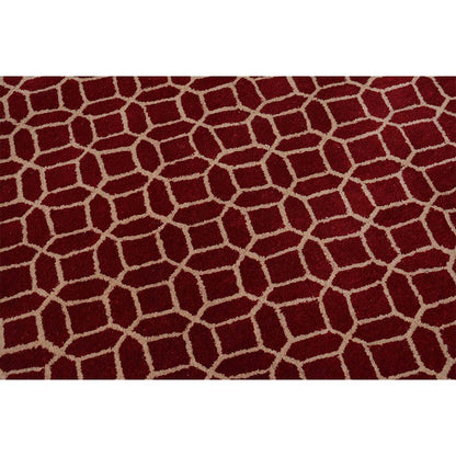 Rugs, (Presto), ICHT1151C6X9, Red and Beige Abstract Hand Tufted Wool Carpet-EL 15924-72X108 inches