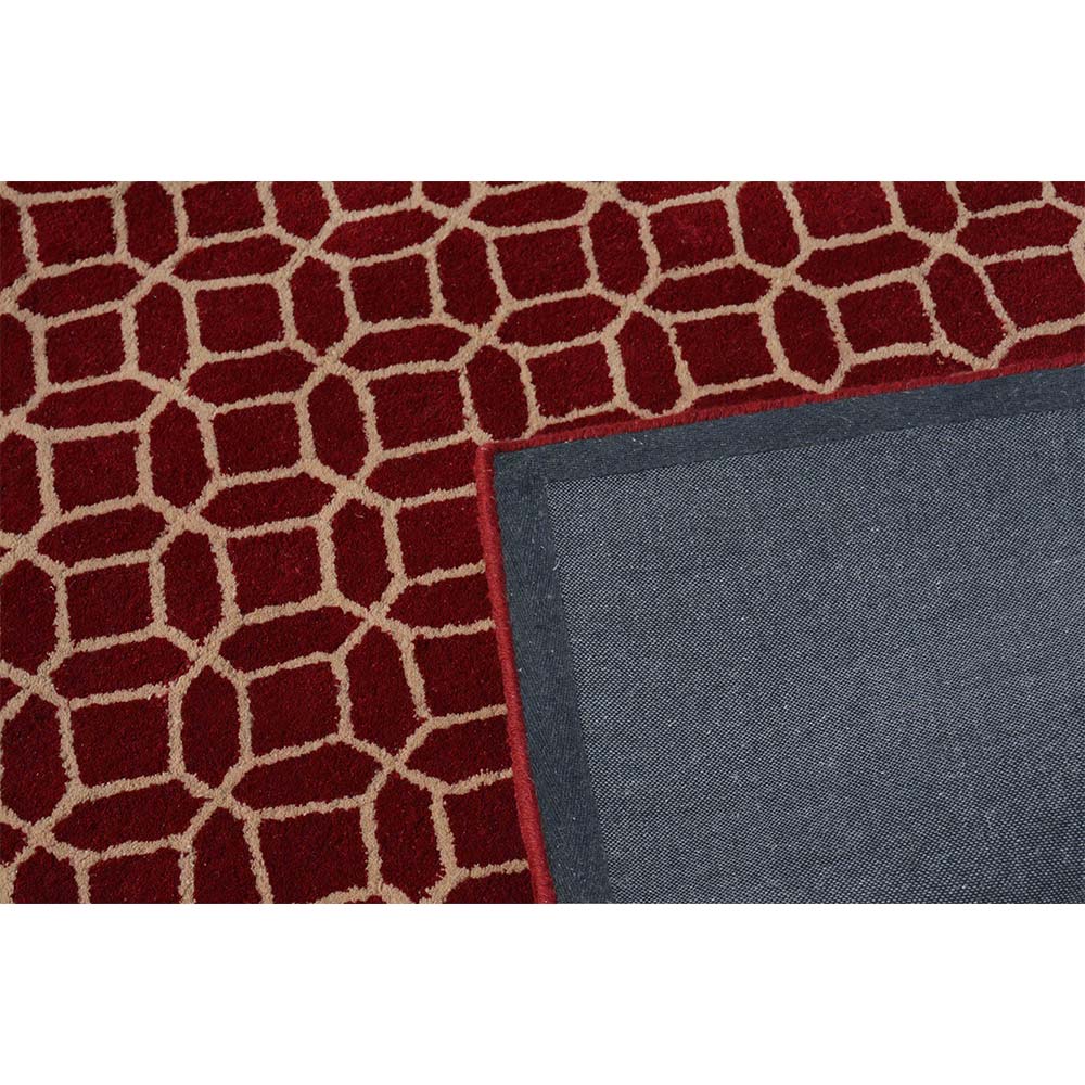 Rugs, (Presto), ICHT1151C4X6, Red & Beige Abstract Hand Tufted Wool Carpet-EL15924-48X72 inches