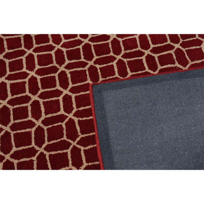 Rugs, (Presto), ICHT1151C5X8, Red & Beige Abstract Hand Tufted Wool Carpet-EL15924-60X96 inches
