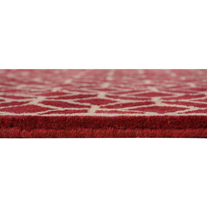 Rugs, (Presto), ICHT1151C5X8, Red & Beige Abstract Hand Tufted Wool Carpet-EL15924-60X96 inches
