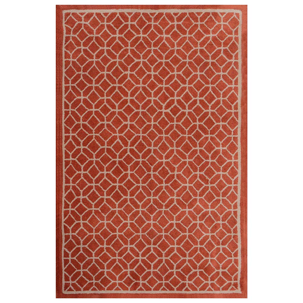 Rugs, (Presto), ICHT1156C4X6, Orange & Beige Abstract Hand Tufted Wool Carpet -EL15925-48X72 inches