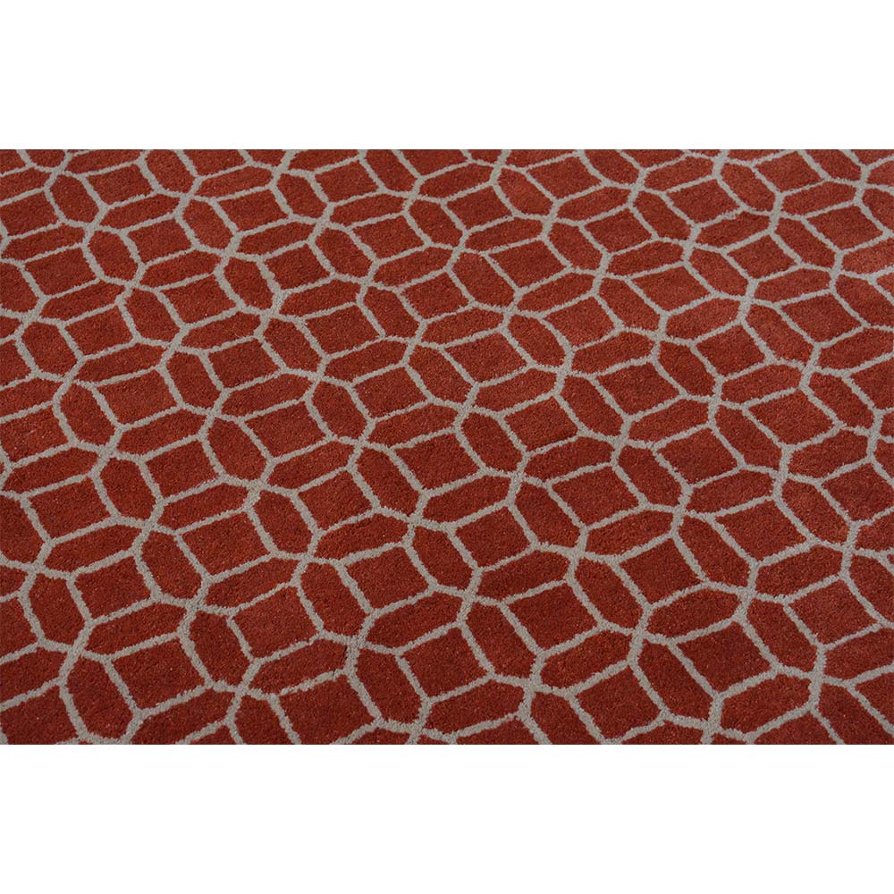 Rugs, (Presto), ICHT1156C6X9, Orange & Beige Abstract Hand Tufted Wool Carpet-EL 15925-72X108 inches