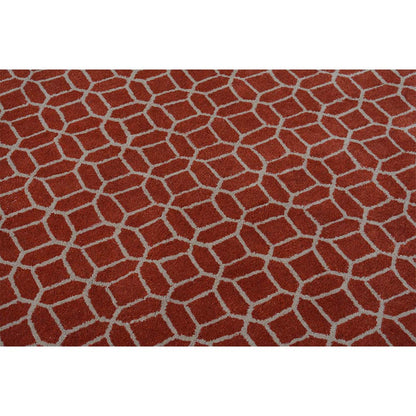 Rugs, (Presto), ICHT1156C6X9, Orange & Beige Abstract Hand Tufted Wool Carpet-EL 15925-72X108 inches