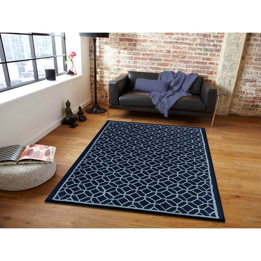 Rugs, (Presto), ICHT1159C4X6, Blue Abstract Hand Tufted Wool Carpet -EL15926-48X72 inches