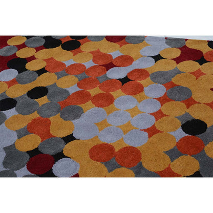 Rugs, (Presto) ICHT1161C3X5, Red, Gold & Grey Geometric Hand Tufted Wool Carpet - EL15927