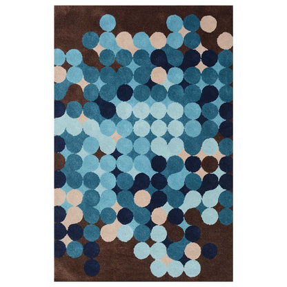 Rugs, (Presto), ICHT1162C6X9, Brown, Blue & Beige Geometric Hand Tufted Wool Carpet-EL 15928-72X108 inches