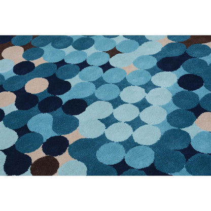 Rugs, (Presto), ICHT1162C6X9, Brown, Blue & Beige Geometric Hand Tufted Wool Carpet-EL 15928-72X108 inches