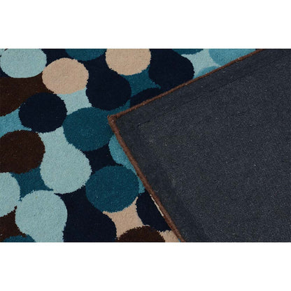 Rugs, (Presto), ICHT1162C6X9, Brown, Blue & Beige Geometric Hand Tufted Wool Carpet-EL 15928-72X108 inches