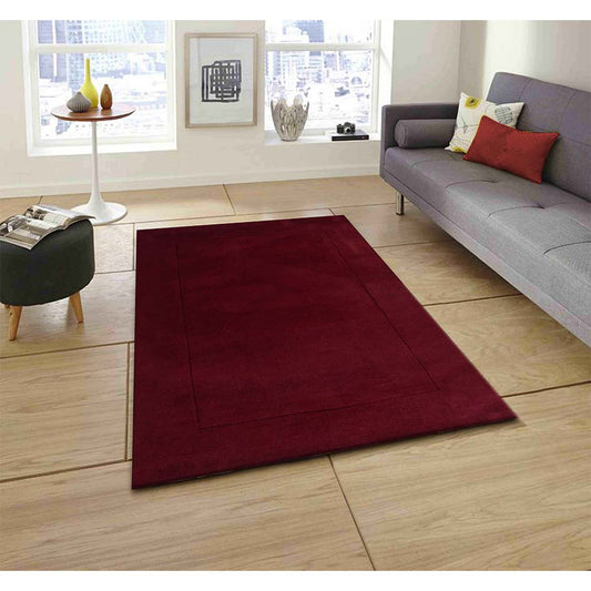 Rugs, (Presto), ICHT1171C5X8, Maroon Solid Hand Tufted Wool Carpet -EL15929-60X96 inches