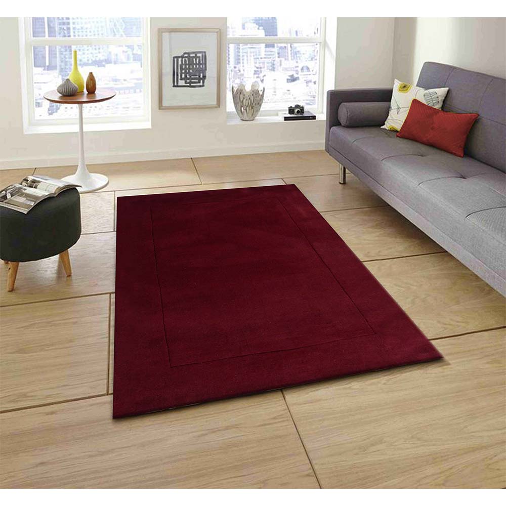 Rugs, (Presto) ICHT1171C3X5, Maroon Solid Hand Tufted Wool Carpet - EL15929