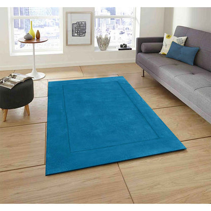 Rugs, (Presto), ICHT1179C4X6, Blue Solid Hand Tufted Wool Carpet -EL15935-48X72 inches