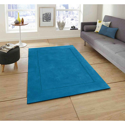 Rugs, (Presto), ICHT1179C5X8 Blue Solid Hand Tufted Wool Carpet -EL15935-60X96 inches