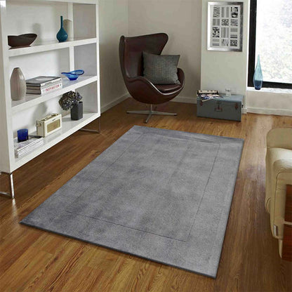 Rugs, (Presto) ICHT1180C3X5, Grey Solid Hand Tufted Wool Carpet - EL15936