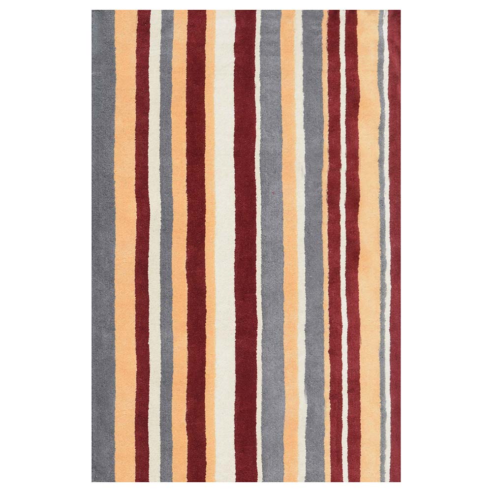 Rugs, (Presto), ICHT1181C6X9, Maroon, Gold & Grey Geometric Hand Tufted Wool Carpet-EL 15937-72X108 inches