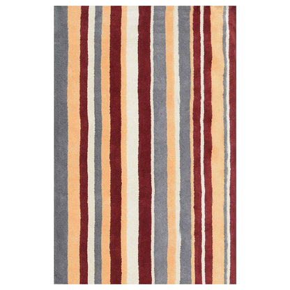 Rugs, (Presto), ICHT1181C5X8 Maroon, Gold & Grey Geometric Hand Tufted Wool Carpet -EL15937-60X96 inches