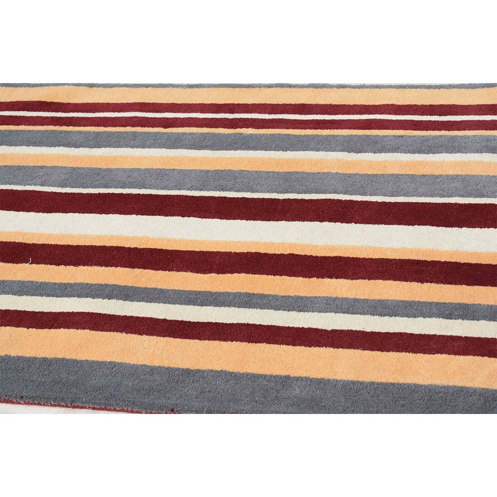 Rugs, (Presto), ICHT1181C5X8 Maroon, Gold & Grey Geometric Hand Tufted Wool Carpet -EL15937-60X96 inches