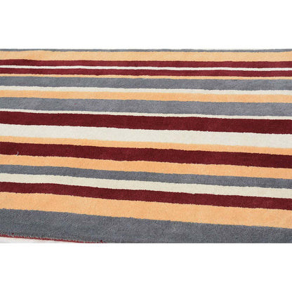 Rugs, (Presto), ICHT1181C5X8 Maroon, Gold & Grey Geometric Hand Tufted Wool Carpet -EL15937-60X96 inches
