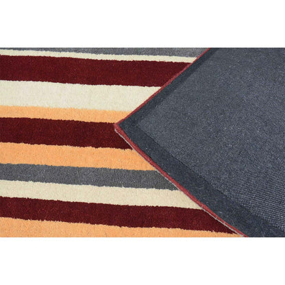 Rugs, (Presto), ICHT1181C5X8 Maroon, Gold & Grey Geometric Hand Tufted Wool Carpet -EL15937-60X96 inches