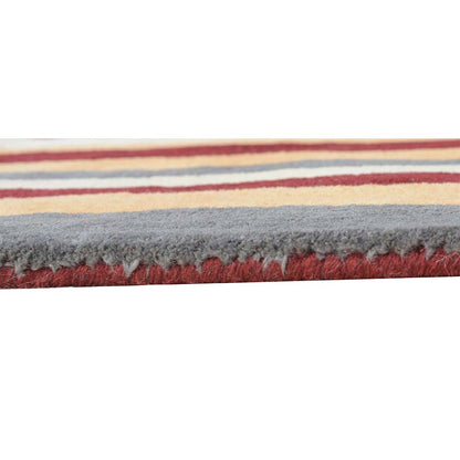 Rugs, (Presto), ICHT1181C5X8 Maroon, Gold & Grey Geometric Hand Tufted Wool Carpet -EL15937-60X96 inches