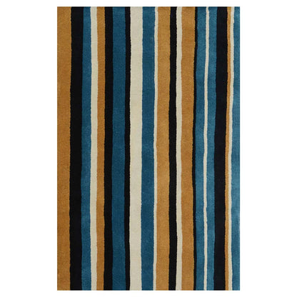 Rugs, (Presto), ICHT1183C5X8, Blue, Gold and Ivory Geometric Hand Tufted Wool Carpet -EL15939-60X96 inches