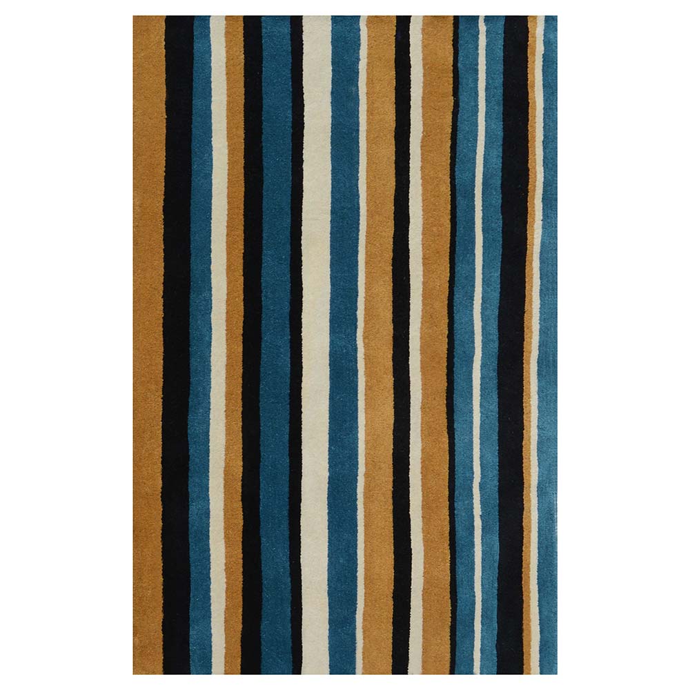 Rugs, (Presto), ICHT1183C6X9, Blue, Gold and Ivory Geometric Hand Tufted Wool Carpet -EL 15939-72X108 inches