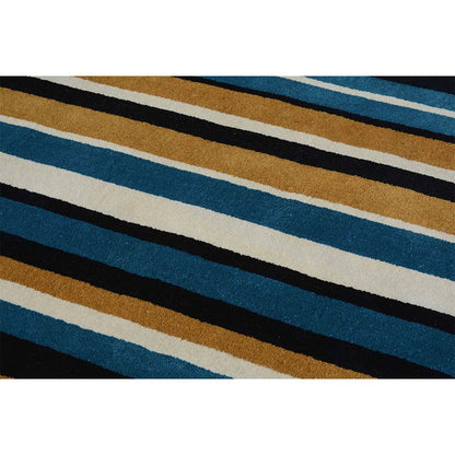 Rugs, (Presto), ICHT1183C4X6, Blue, Gold & Ivory Geometric Hand Tufted Wool Carpet -EL15939-48X72 inches