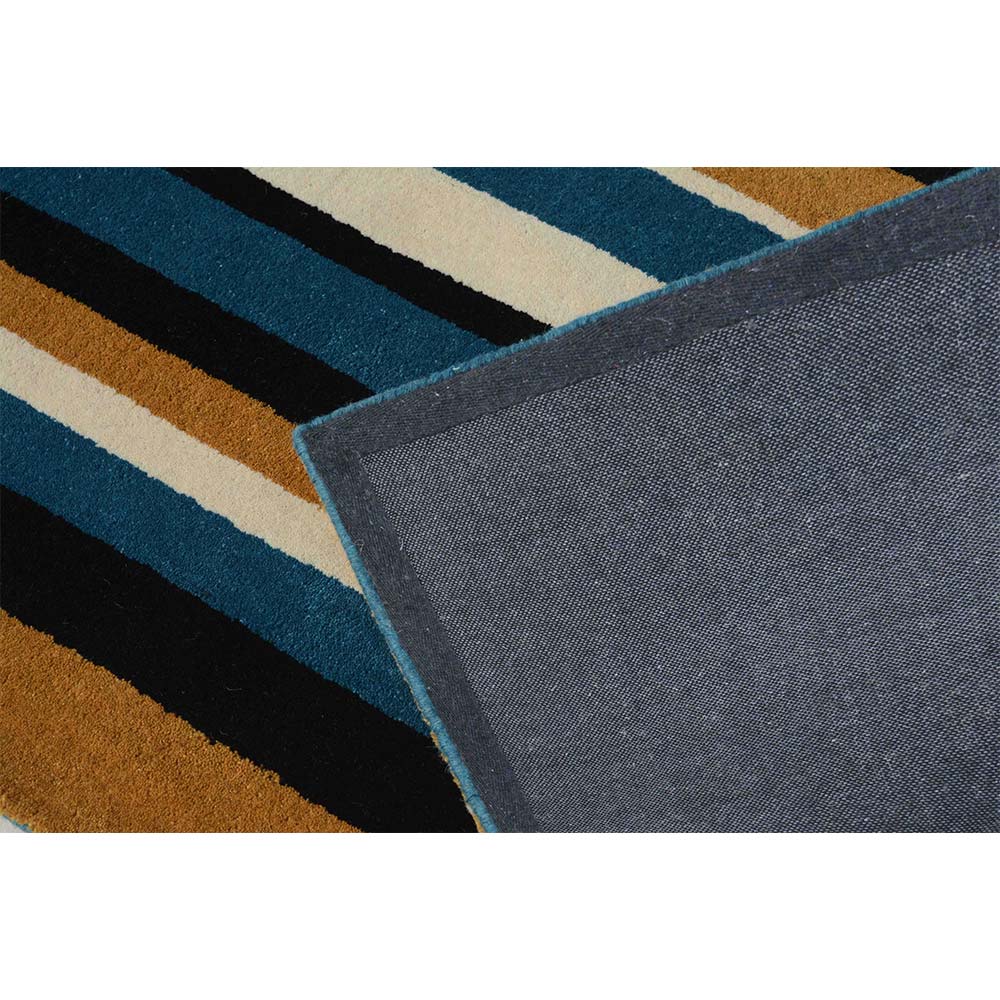 Rugs, (Presto), ICHT1183C4X6, Blue, Gold & Ivory Geometric Hand Tufted Wool Carpet -EL15939-48X72 inches