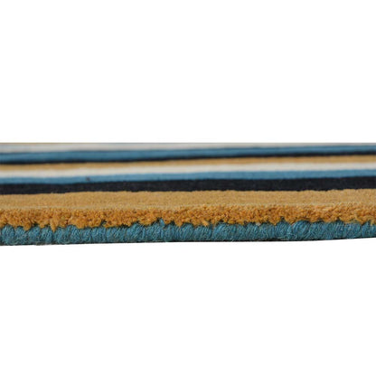 Rugs, (Presto), ICHT1183C5X8, Blue, Gold and Ivory Geometric Hand Tufted Wool Carpet -EL15939-60X96 inches