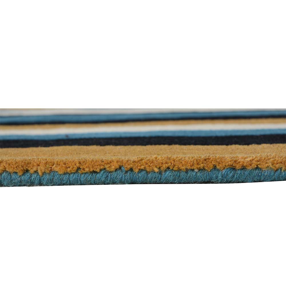 Rugs, (Presto), ICHT1183C6X9, Blue, Gold and Ivory Geometric Hand Tufted Wool Carpet -EL 15939-72X108 inches