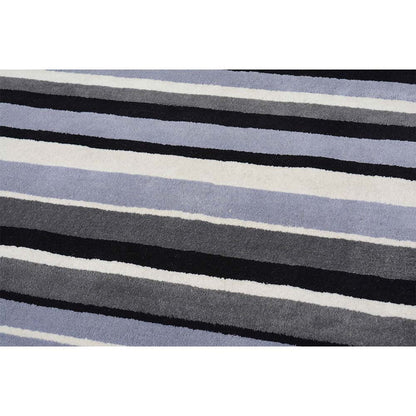 Rugs, (Presto) ICHT1185C5X8, Black, Grey & White Geometric Hand Tufted Wool Carpet-EL15940-60X96 inches