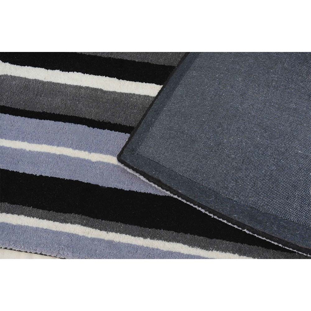 Rugs, (Presto) ICHT1185C6X9, Black, Grey & White Geometric Hand Tufted Wool Carpet-EL 15940-72X108 inches