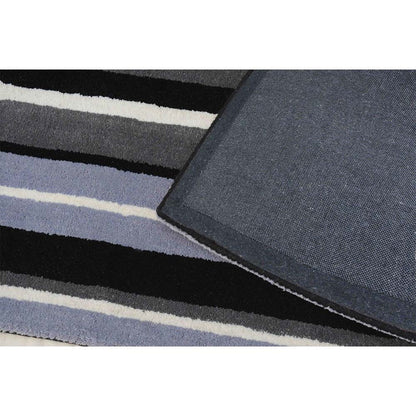 Rugs, (Presto) ICHT1185C6X9, Black, Grey & White Geometric Hand Tufted Wool Carpet-EL 15940-72X108 inches