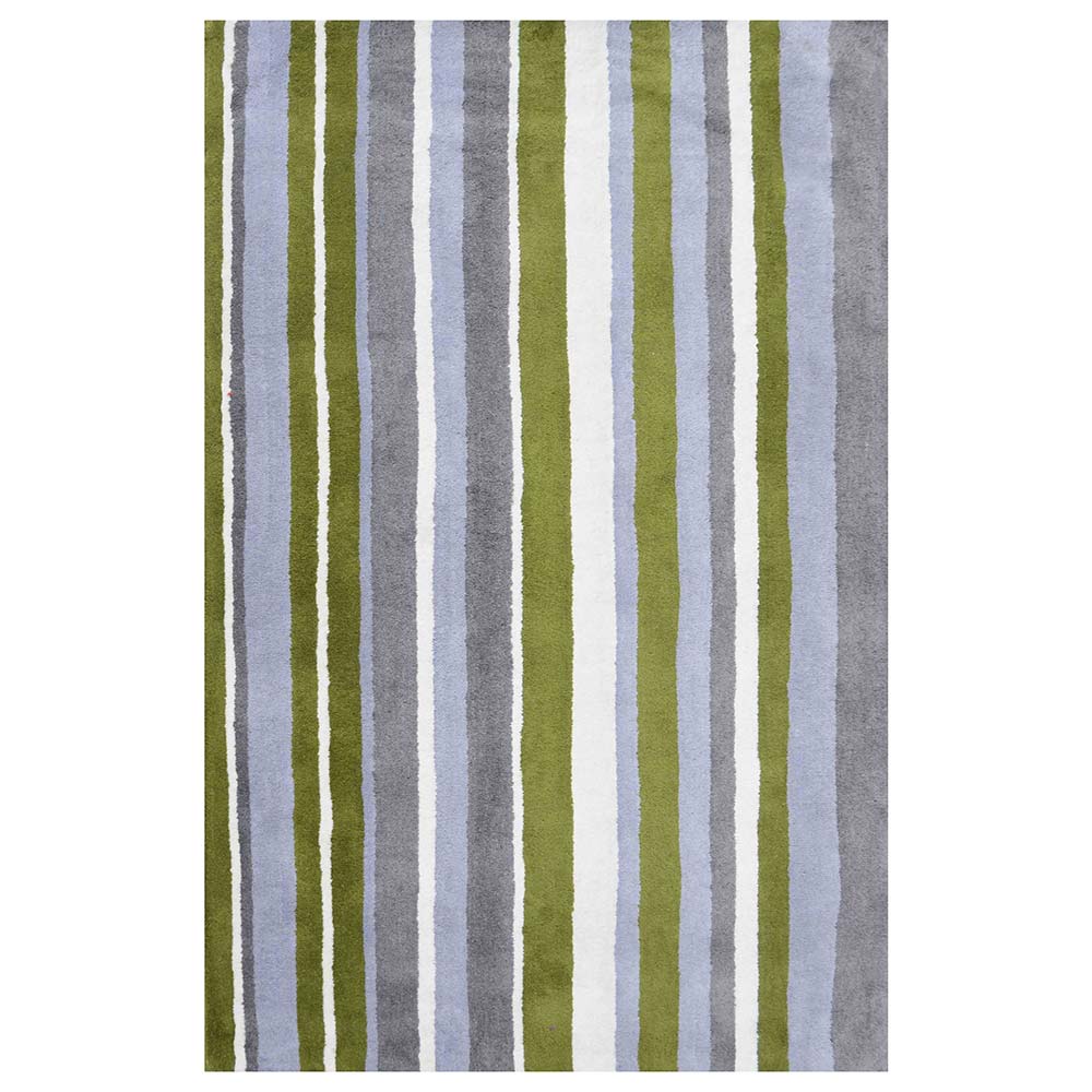 Rugs, (Presto) ICHT1188C6X9, Green, Grey & White Geometric Hand Tufted Wool Carpet-EL 15941-72X108 inches