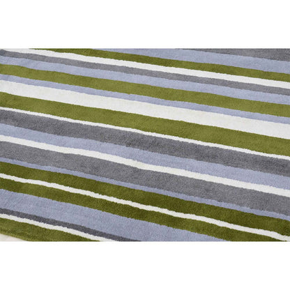 Rugs, (Presto) ICHT1188C6X9, Green, Grey & White Geometric Hand Tufted Wool Carpet-EL 15941-72X108 inches
