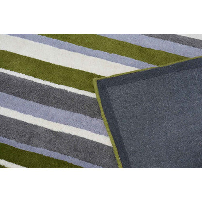 Rugs, (Presto) ICHT1188C6X9, Green, Grey & White Geometric Hand Tufted Wool Carpet-EL 15941-72X108 inches