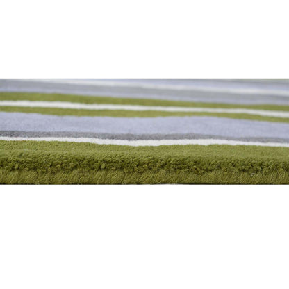 Rugs, (Presto) ICHT1188C6X9, Green, Grey & White Geometric Hand Tufted Wool Carpet-EL 15941-72X108 inches