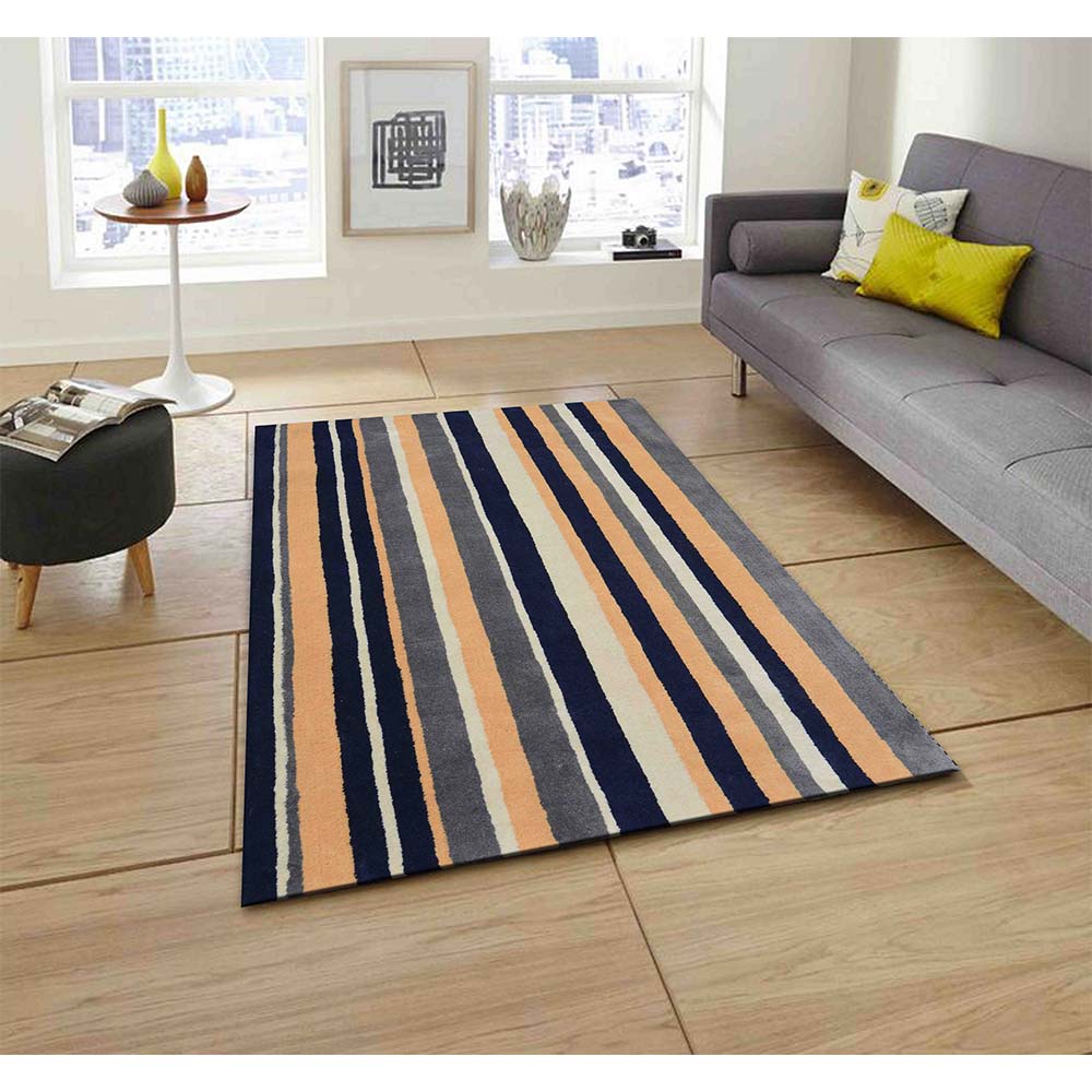 Rugs, (Presto) ICHT1189C4X6, Blue & Gold Geometric Hand Tufted Wool Carpet-EL15942-48X72 inches