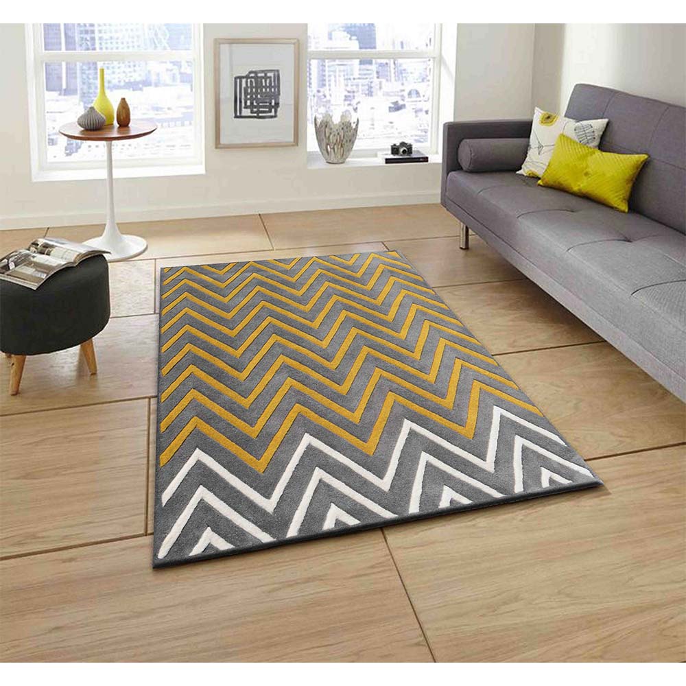 Rugs, (Presto) ICHT1193C6X9, Grey, Yellow & White Abstract Hand Tufted Wool Carpet-EL 15943-72X108 inches
