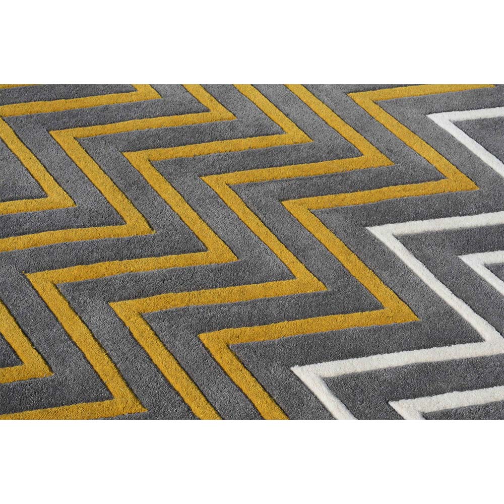 Rugs, (Presto) ICHT1193C2X5, Grey, Yellow & White Abstract Hand Tufted Wool Carpet - EL15944