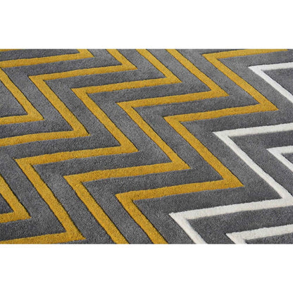 Rugs, (Presto) ICHT1193C2X5, Grey, Yellow & White Abstract Hand Tufted Wool Carpet - EL15944