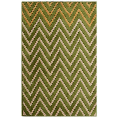 Rugs, (Presto), ICHT1198C5X8, Green, Beige & Gold Abstract Hand Tufted Wool Carpet-EL15944-60X96 inches