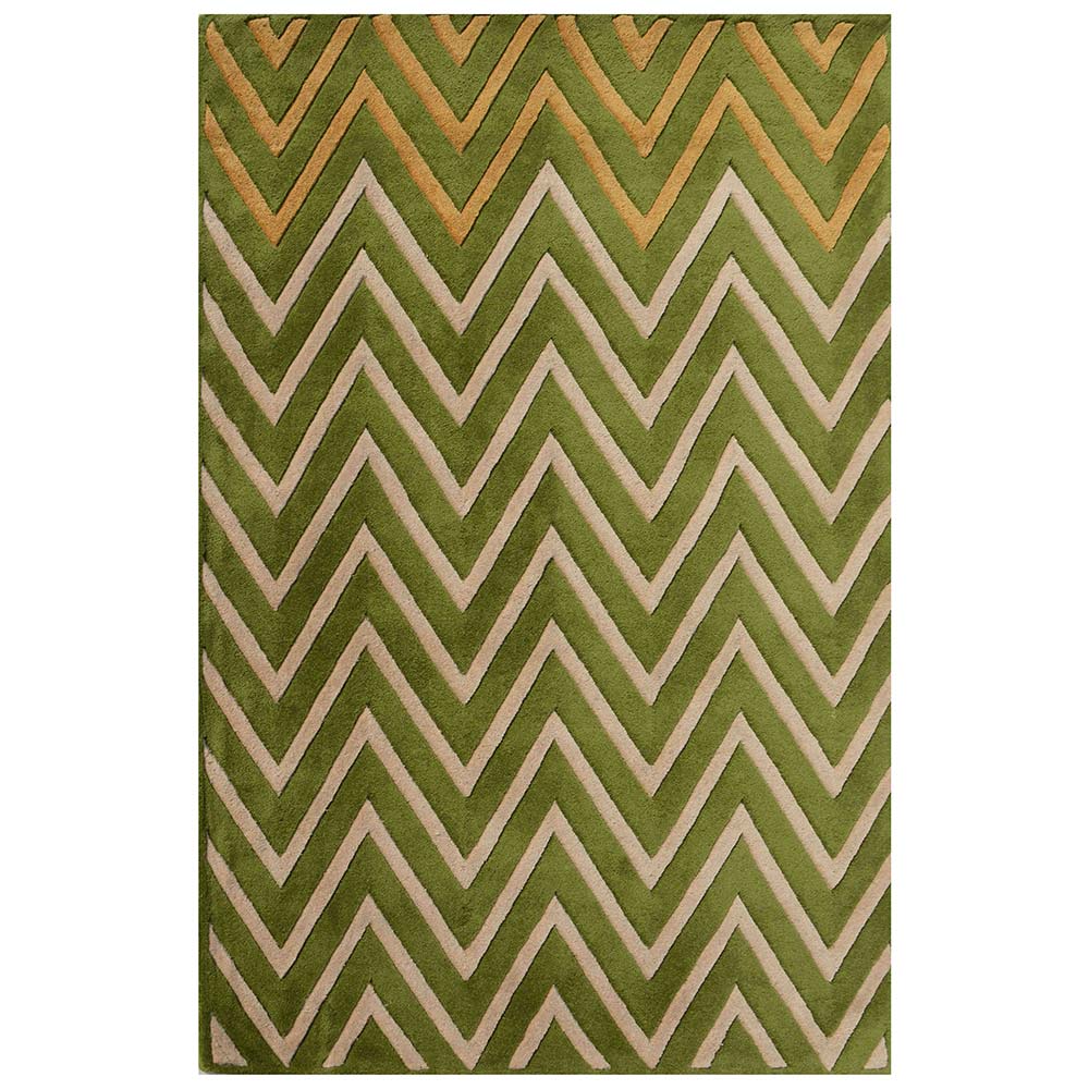 Rugs, (Presto) ICHT1198C6X9, Green, Beige & Gold Abstract Hand Tufted Wool Carpet-EL 15944-72X108 inches