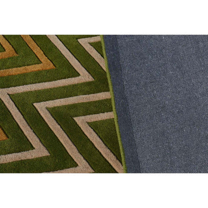 Rugs, (Presto), ICHT1198C5X8, Green, Beige & Gold Abstract Hand Tufted Wool Carpet-EL15944-60X96 inches