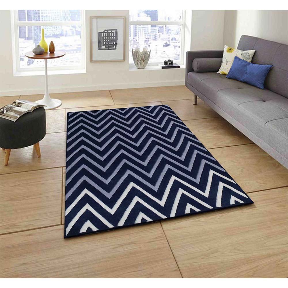 Rugs, (Presto) ICHT1199C6X9, Blue, Grey and White Abstract Hand Tufted Wool Carpet-EL 15945-72X108 inches