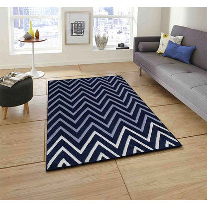 Rugs, (Presto) ICHT1199C6X9, Blue, Grey and White Abstract Hand Tufted Wool Carpet-EL 15945-72X108 inches