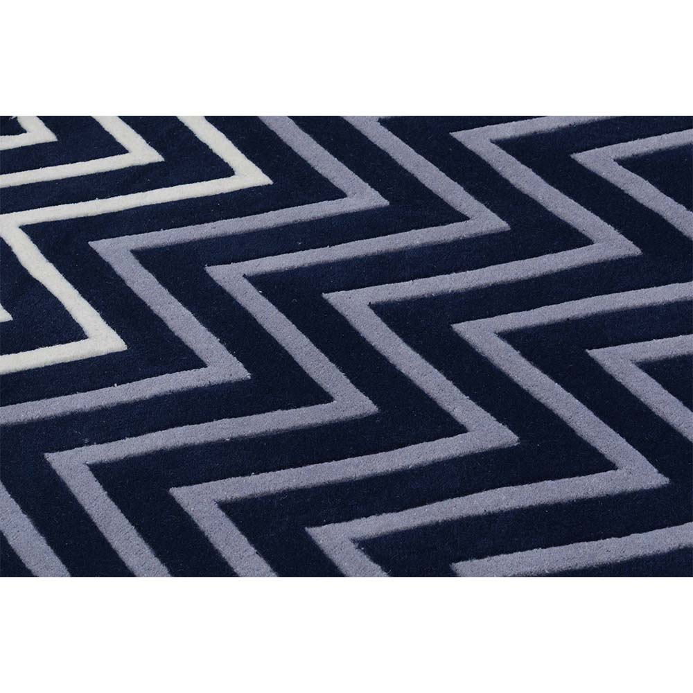 Rugs, (Presto) ICHT1199C6X9, Blue, Grey and White Abstract Hand Tufted Wool Carpet-EL 15945-72X108 inches