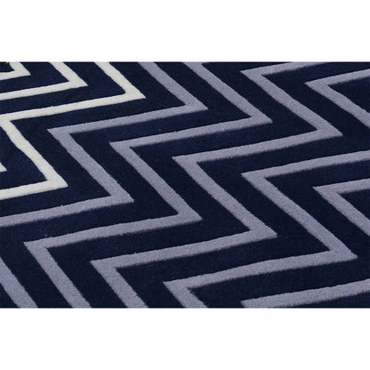 Rugs, (Presto) ICHT1199C6X9, Blue, Grey and White Abstract Hand Tufted Wool Carpet-EL 15945-72X108 inches