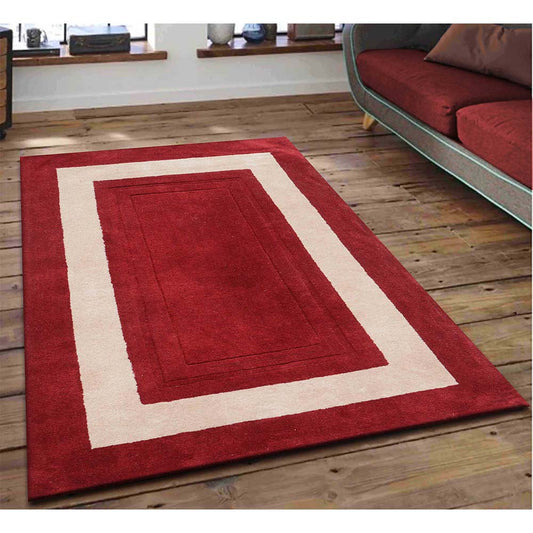 Rugs, (Presto) ICHT1241C4X6, Red & Beige Solid Hand Tufted Wool Carpet-EL15946-48X72 inches