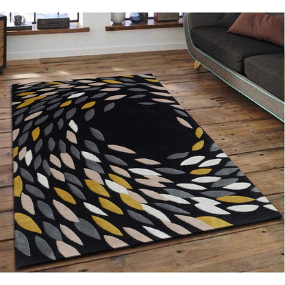 Rugs, (Presto) ICHT1305C6X9, Black & Grey Abstract Hand Tufted Wool Carpet-EL15947-72X108 inches