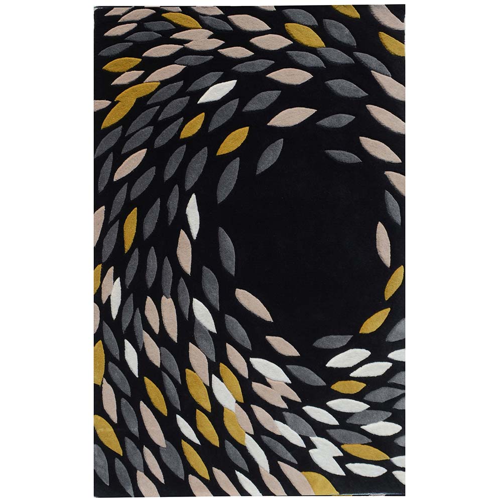 Rugs, (Presto) ICHT1305C5X8, Black & Grey Abstract Hand Tufted Wool Carpet-EL15947-60X96 inches